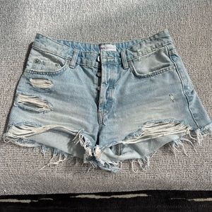 Zara Distressed Denim Shorts - Light Wash